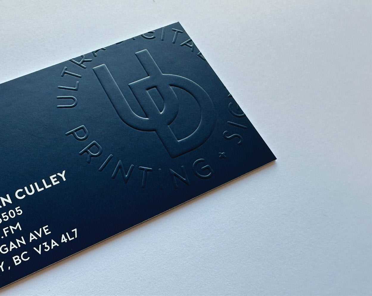 Embossed business card